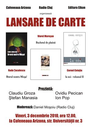 Trei lansări de carte, simultan, în celebra cafenea Arizona