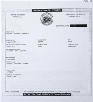 Obama e american cu acte în regulă. Vezi certificatul său de naştere