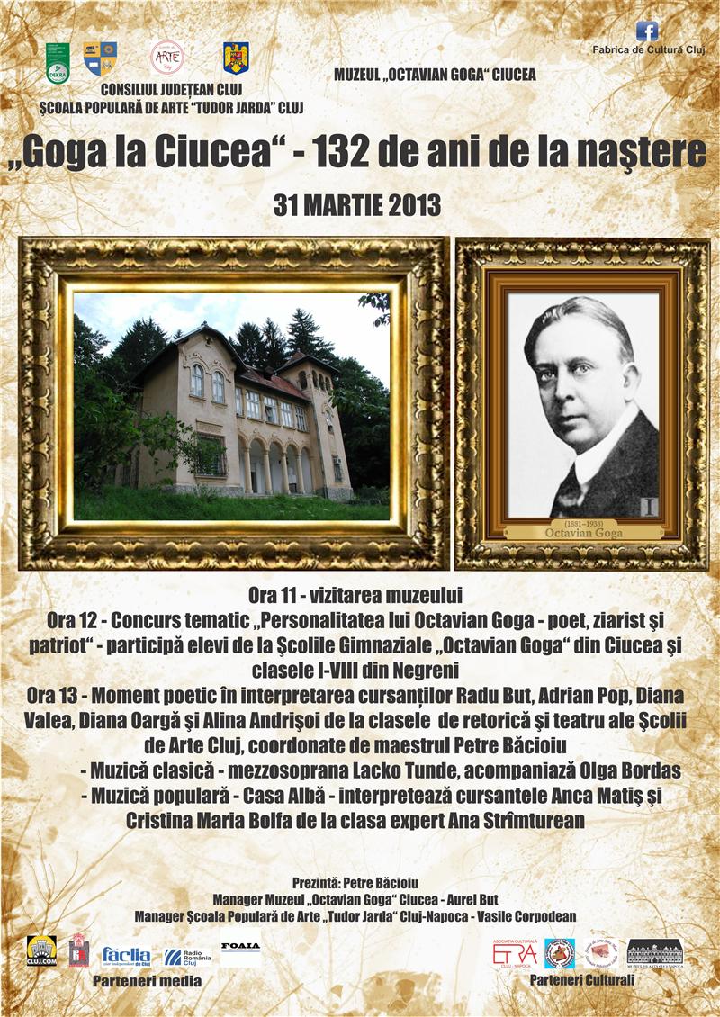 Cultură la castelul din Ciucea la 132 de ani de la naşterea lui Goga