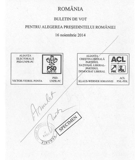 ZIUA PREŞEDINTELUI: Cum arată buletinul de vot pentru turul II
