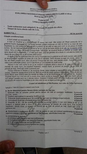 Evaluarea naţională: subiectele la proba de limba şi literatura română
