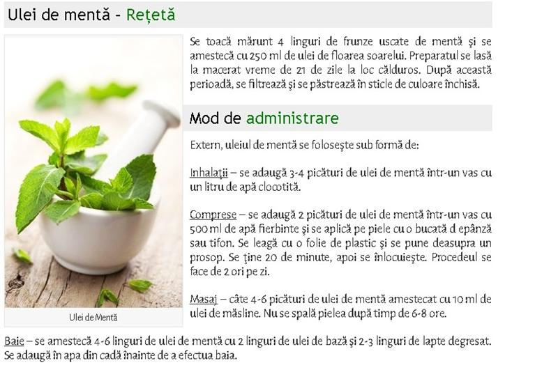 Uleiul de mentă te face mai frumoasă. Beneficii, Preparare şi Administrare