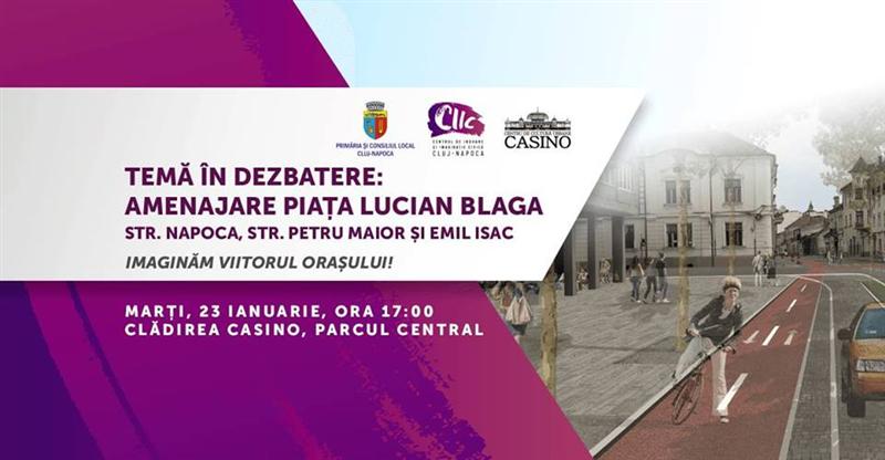 Se îngustează carosabilul în piața Lucian Blaga. 
