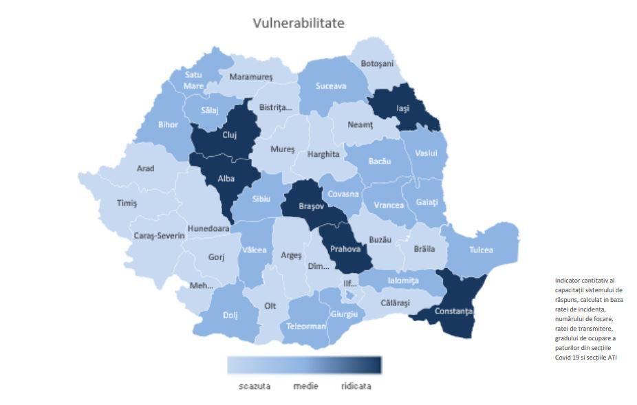 Clujul, printre cele 6 județe cu vulnerabilitate ridicată. Incidența COVID, peste 108 cazuri la 100.000 de locuitori