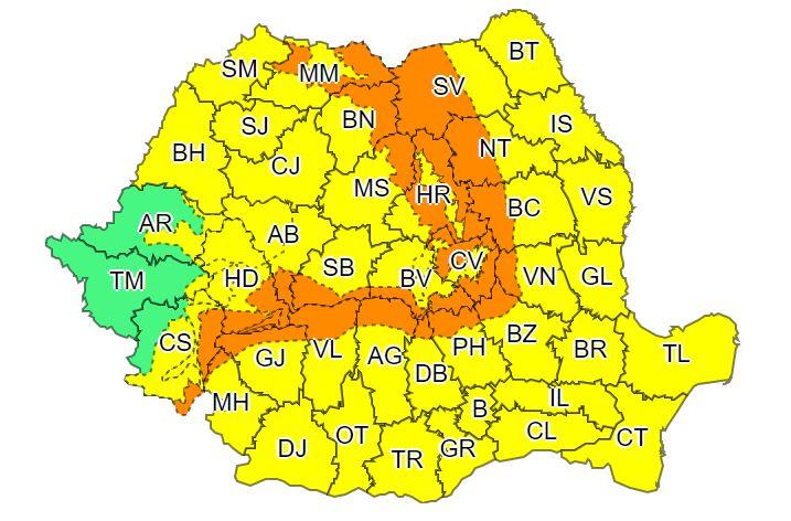 Alerta meteo de vreme rea a intrat în vigoare! Clujul, lovit de ploi și vijelii/ Unde va ninge