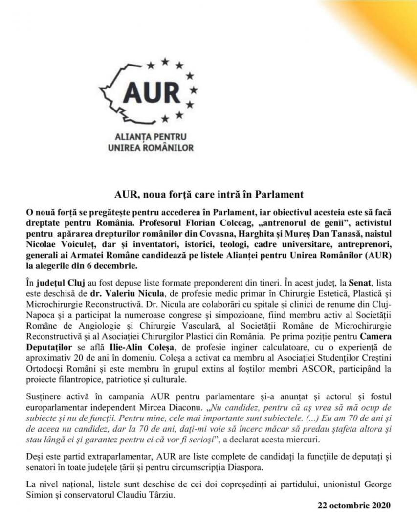 Surpriza alegerilor! AUR a câștigat la Cluj un deputat. Cine e Ilie Coleșa