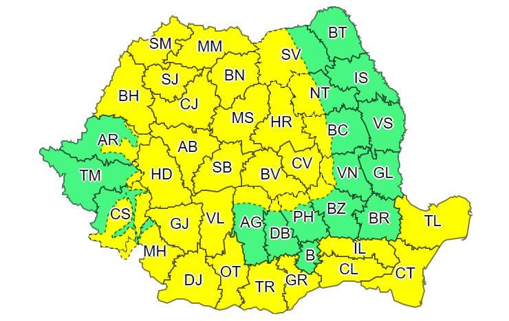 Clujul, sub cod galben de vânt puternic. Rafale de până la 100 km/h la munte