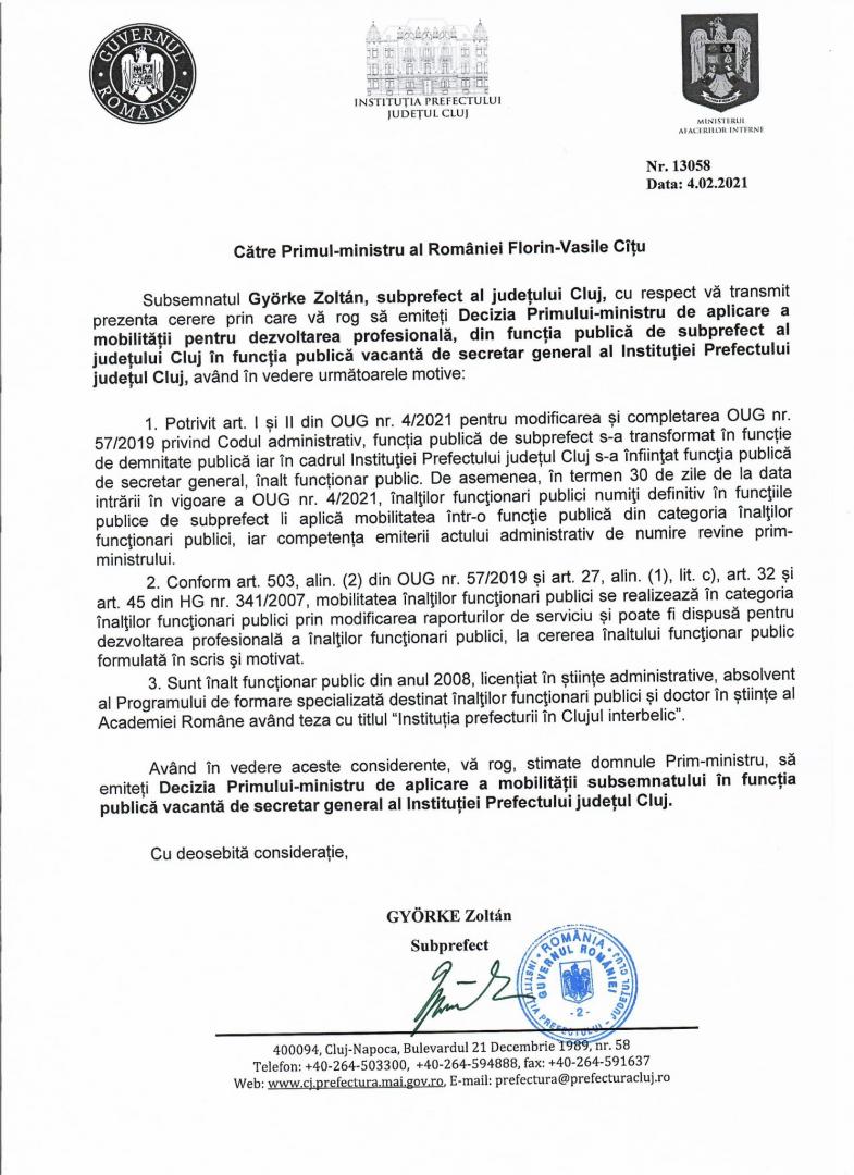 Maghiarii „cuceresc” Prefectura Cluj: După prefect, vor și secretarul general