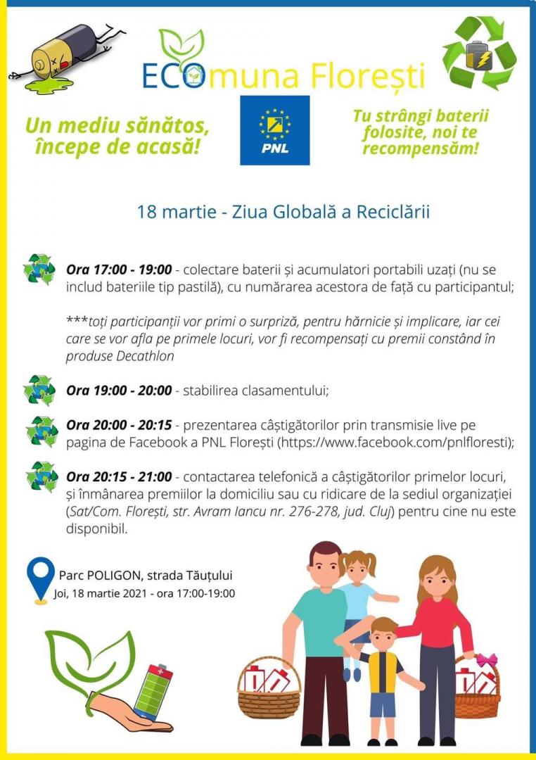 Când are loc campania ECOmuna Florești. Pivariu: „Aduceți bateriile uzate și noi vă premiem pe TOȚI”