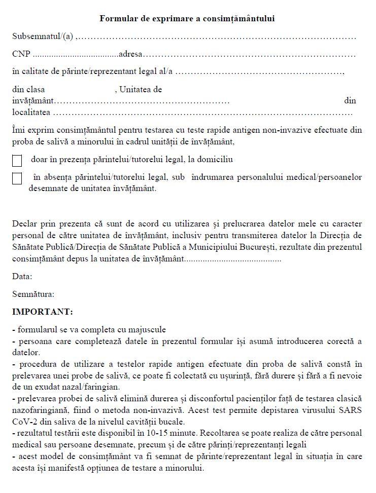 Cum se va face testarea în școli. Procedura a fost aprobată de Ministerul Sănătății