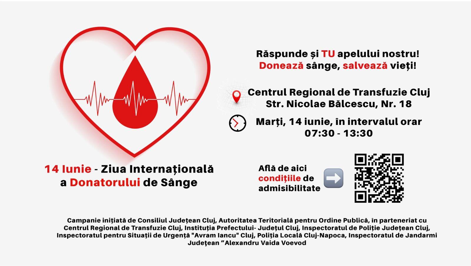 Sângele salvează vieți! Campanie de donare inițiată de instituțiile publice din Cluj