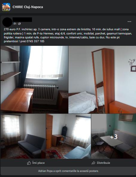 Se poate. Chirie chilipir în Cluj-Napoca. 3 camere la sub 300 de euro, în zona IULIUS MALL