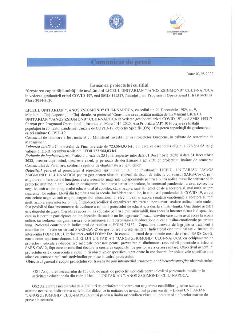 Comunicat de presa