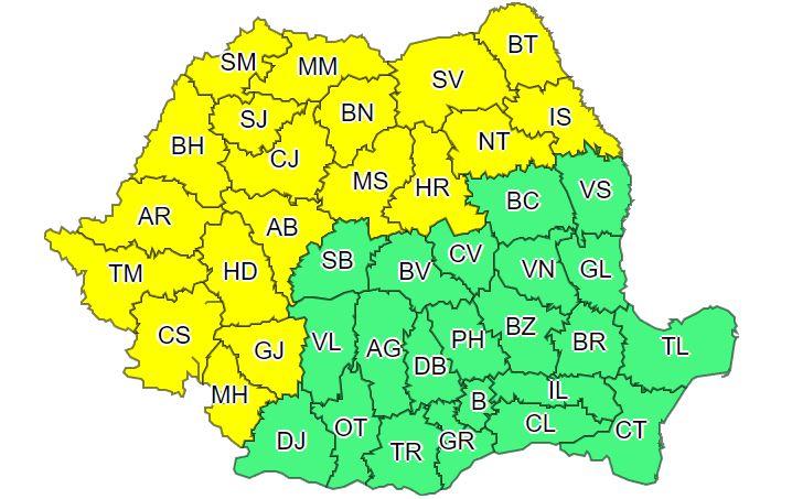 Weekend cu ploi la Cluj! ANM a prelungit şi extins Codul Galben de vreme rea