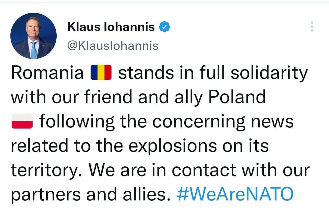 Reactia lui Klaus Iohannis după ce Rusia a atacat prima țară NATO:„România este în deplină solidaritate cu prietenul și aliatul nostru Polonia”