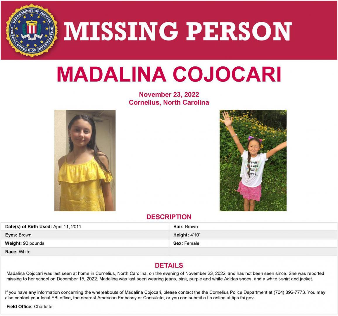 FBI s-a implicat în cazul dispariției Mădălinei Cojocari, minora de 11 ani, dispărută de o lună