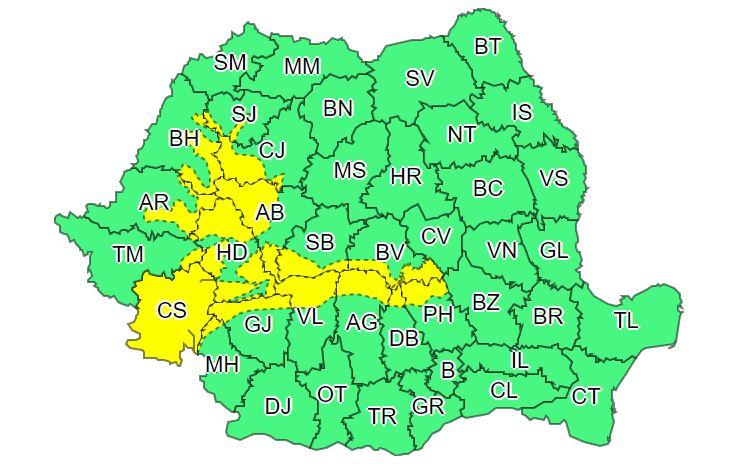 Clujul, sub atenționare COD GALBEN de vânt puternic/ Precipitaţii şi viscol la munte