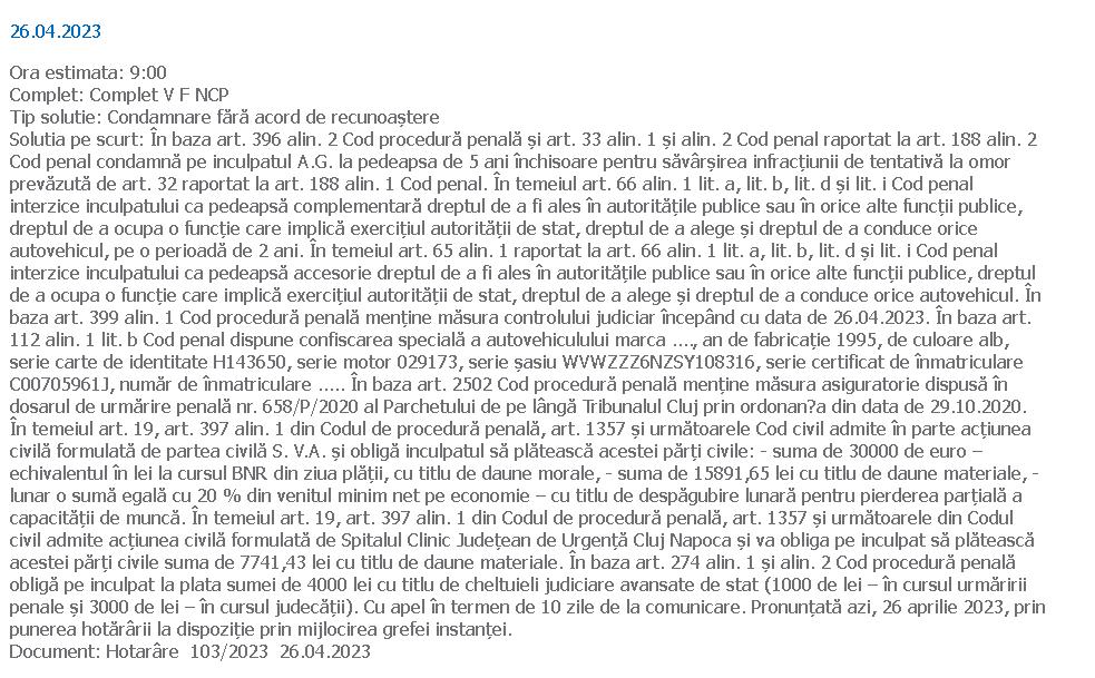 Clujean condamnat la ani de închisoare pentru că l-a călcat cu mașina pe ginerele său. Care a fost motivul