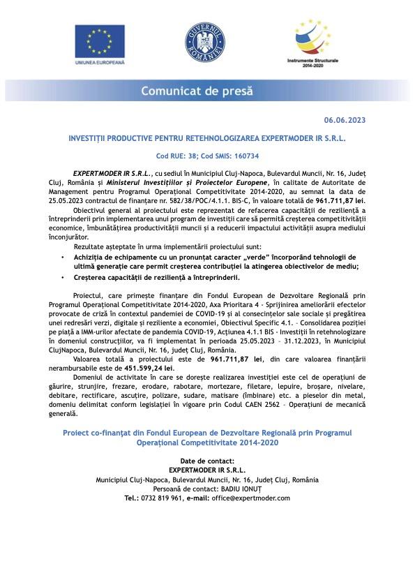 Anunț demarare proiect