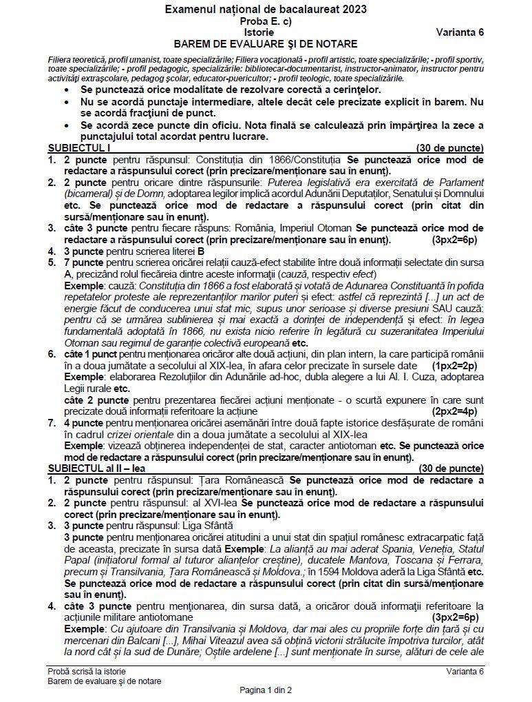 BAC 2023. Ce SUBIECTE au primit elevii la Istorie/ A fost publicat BAREMUL