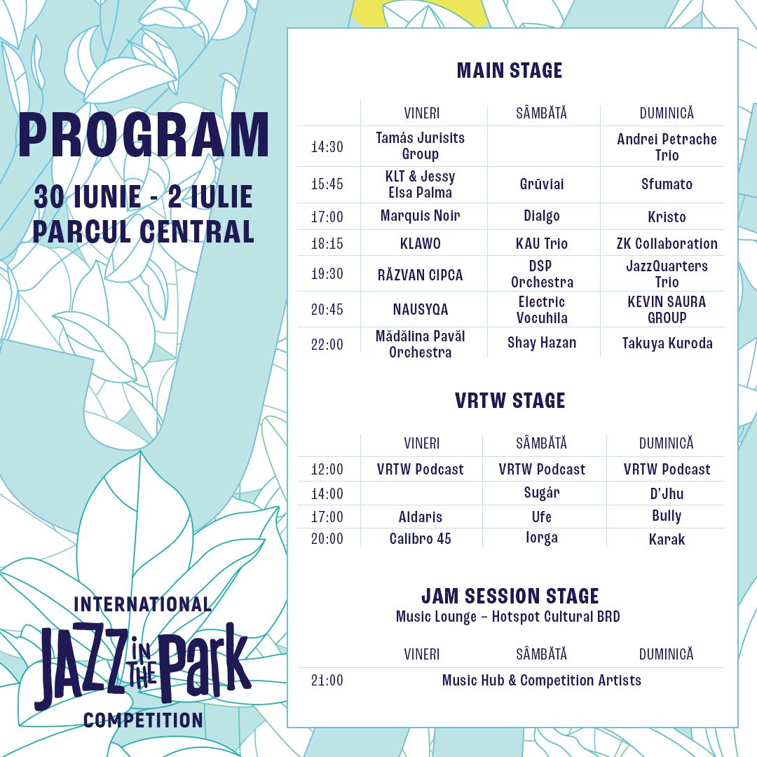 Programul Jazz in the Park Competition. 17 formații de jazz din 10 țări în finală, pe scena din Parcul Central