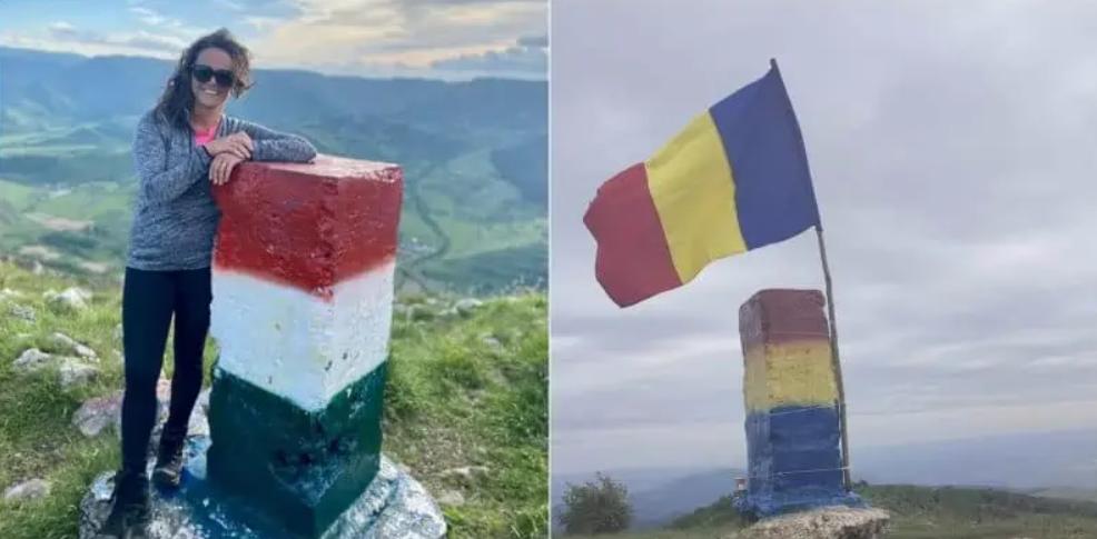 Iar au dat jos Tricolorul! Borna de la Piatra Secuiului din Apuseni a fost vopsită în culorile steagului Ungariei