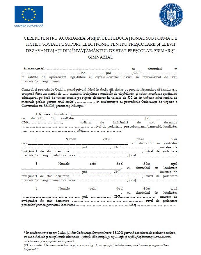 Tichetele educaționale de 500 de lei. Cererile pot fi depuse până pe 26 noiembrie/ Formularul care trebuie completat