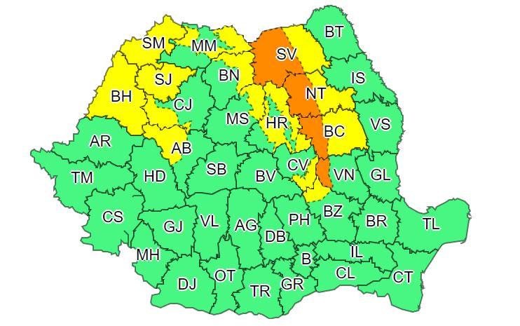 Se strică vremea! COD GALBEN de vânt și ninsori viscolite la Cluj