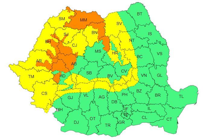 Avertizare COD PORTOCALIU de vânt puternic în Cluj. Rafelele vor depăși 120 km/h