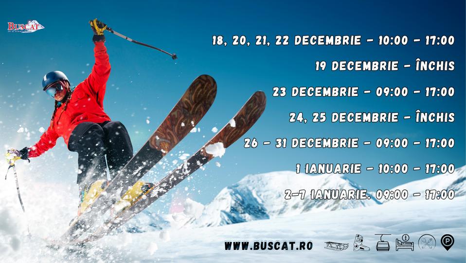 Care este programul la Buscat, în Cluj și cât costă o zi pe pârtia de ski / ÎNCHIS în 24 şi 25 decembrie