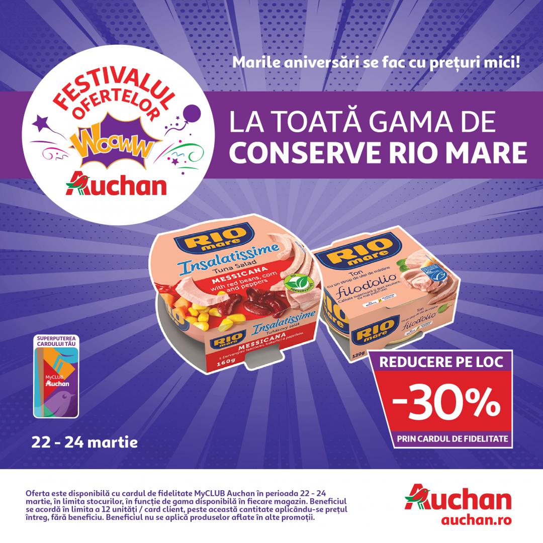 Oferte WoowW, de neratat, în weekend la Auchan, la pește proaspăt și conserve  