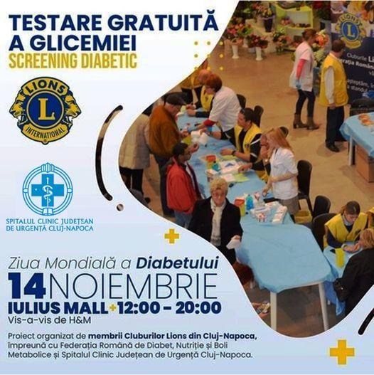 Cluj: Testare GRATUITĂ a glicemiei la mall-ul din Gheorgheni, de Ziua Mondială a Diabetului