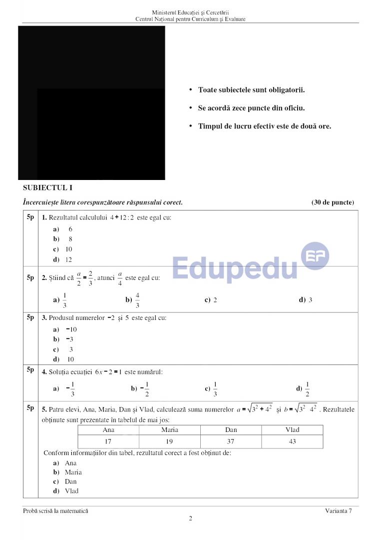 Evaluarea Națională 2025. Elevii susțin proba de Matematică/ SUBIECTELE și BAREMUL în funcție de profil