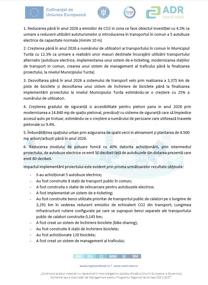 Finalizare proiect ”Modernizarea coridorului de mobilitate urbană integrată în zona de est a municipiului Turda”