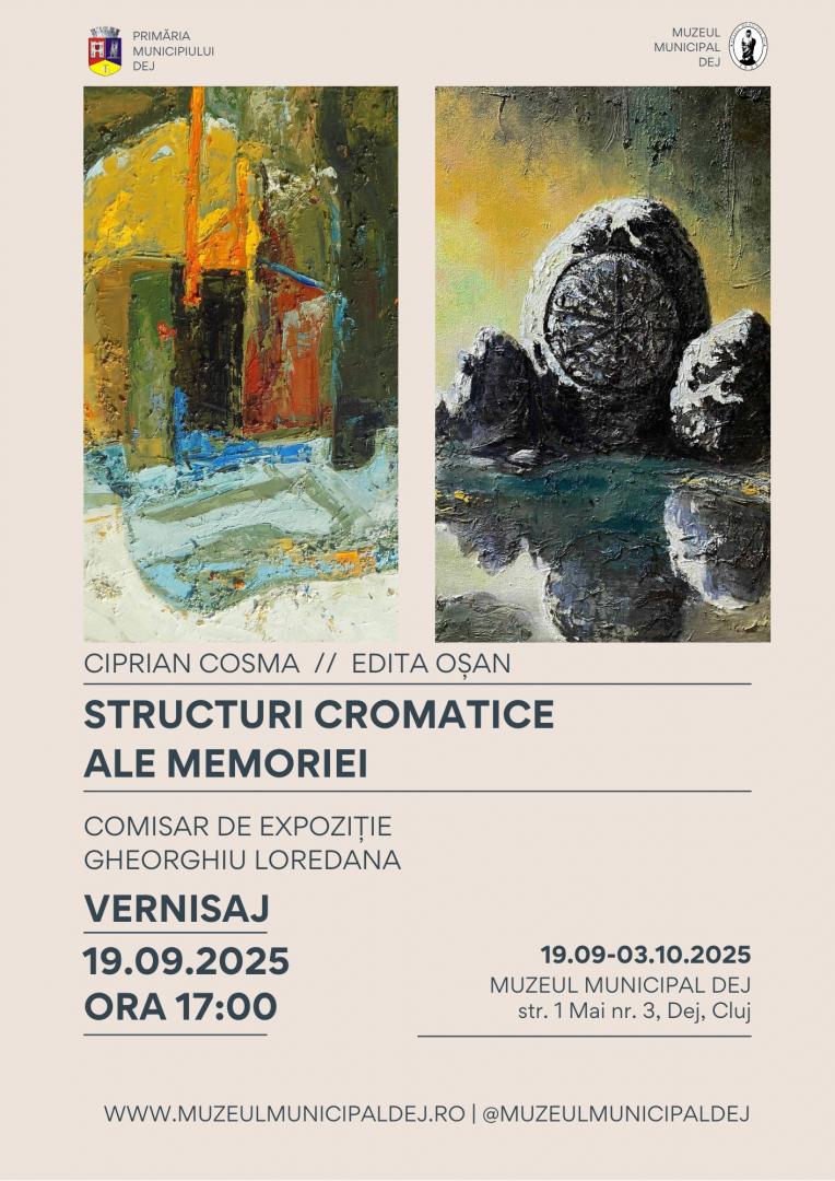 ”Structurile cromatice ale memoriei”, un nou vernisaj la Muzeul Municipal din Dej. Intrarea este gratuită!
