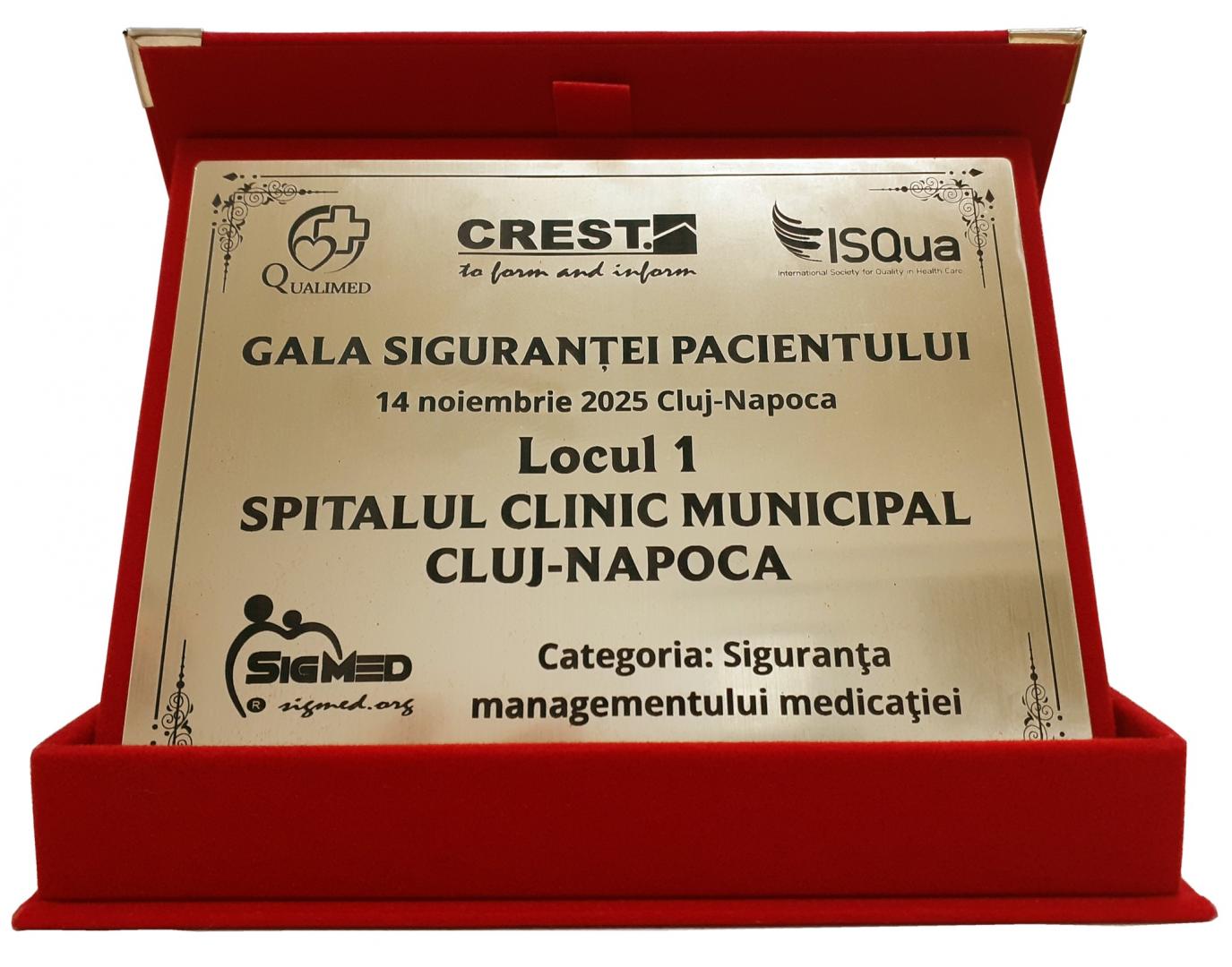 Spitalul Clinic Municipal Cluj-Napoca, Locul 1 la Gala Siguranței Pacientului 2025