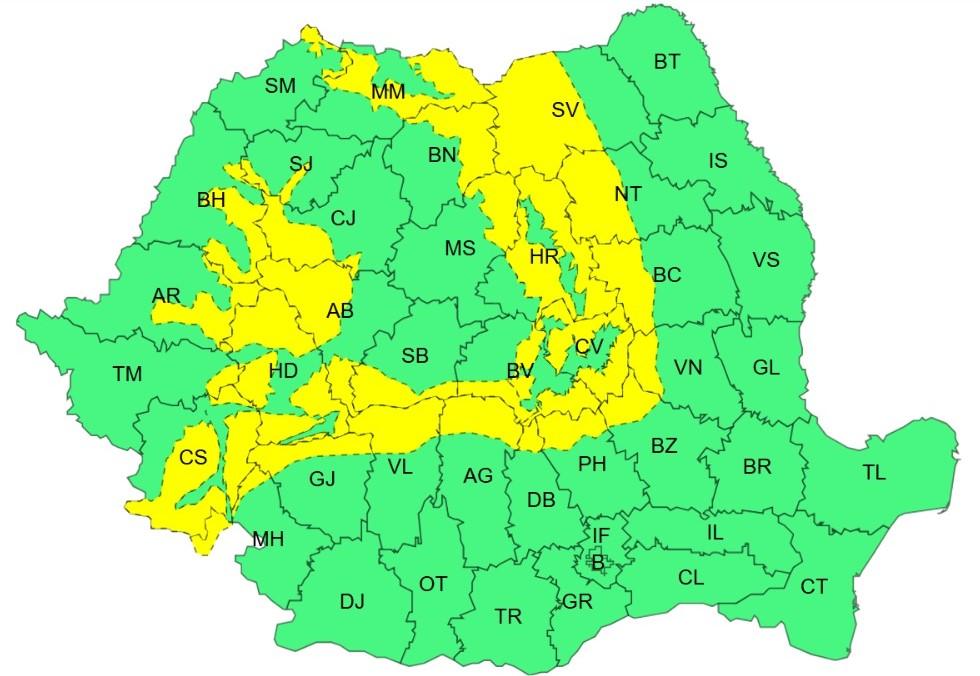 Prima zi din an, primele avertizări de la meteorologi: COD GALBEN de ninsoare, viscol și polei &icirc;n Cluj