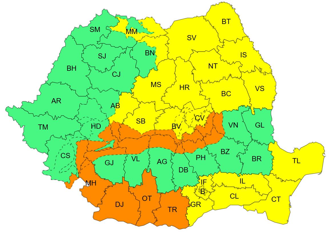 Meteorologii au prelungit avertizările de vreme rea! Coduri GALBENE și PORTOCALII de frig, ninsori și viscol &icirc;n mare parte din țară