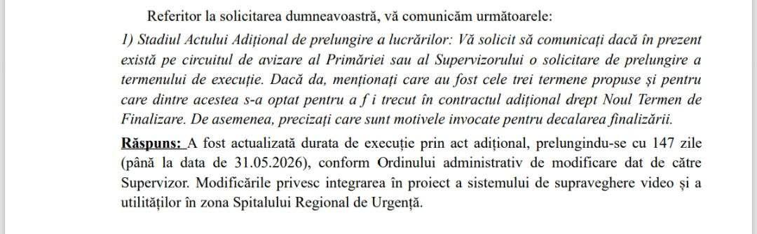 Primăria Cluj-Napoca a confirmat noul termen de finalizare pentru tronsonul 1 al Centurii Metropolitane. A fost prelungit cu 147 de zile