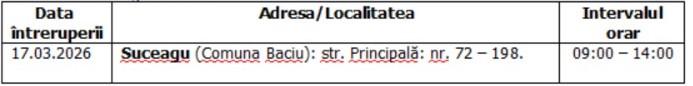 &Icirc;ntreruperi planificate &icirc;n alimentarea cu energie electrică din județul Cluj