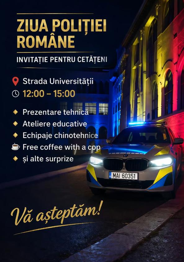 Ziua Poliției Rom&acirc;ne, celebrată &icirc;n centrul Clujului: demonstrații, expoziții și activități pentru toate v&acirc;rstele