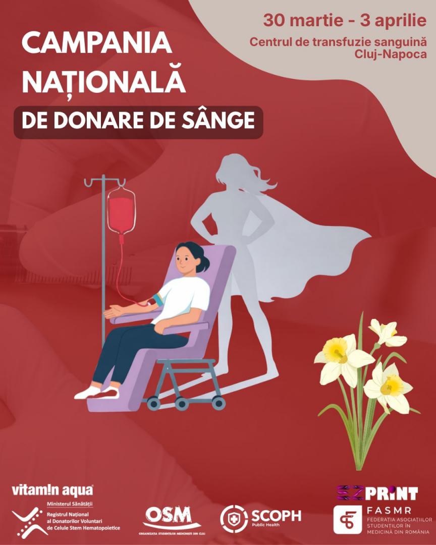 &bdquo;Eroii donează. Tu?&rdquo; Clujul, chemat la solidaritate &icirc;ntr-o nouă campanie de donare de s&acirc;nge