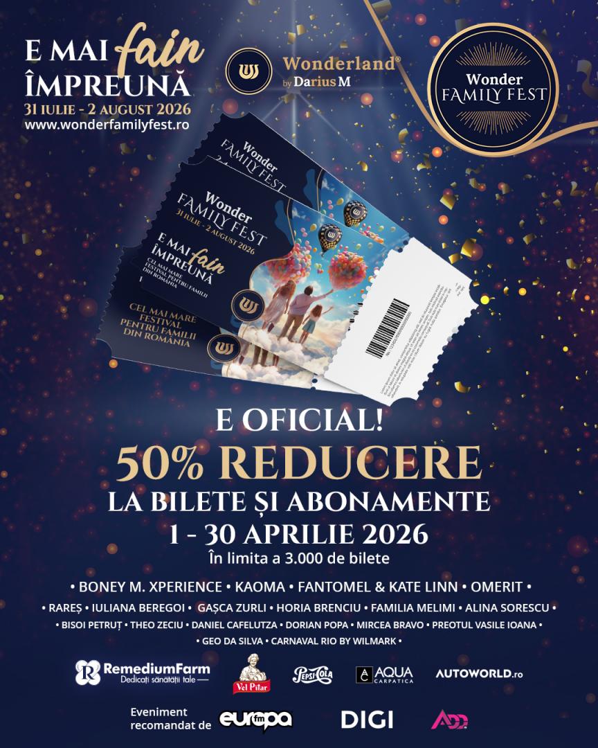 WONDER FAMILY FEST 2026: Line-up internațional și activități spectaculoase la cea de-a treia ediție a celui mai complex festival de familii din Rom&acirc;ni