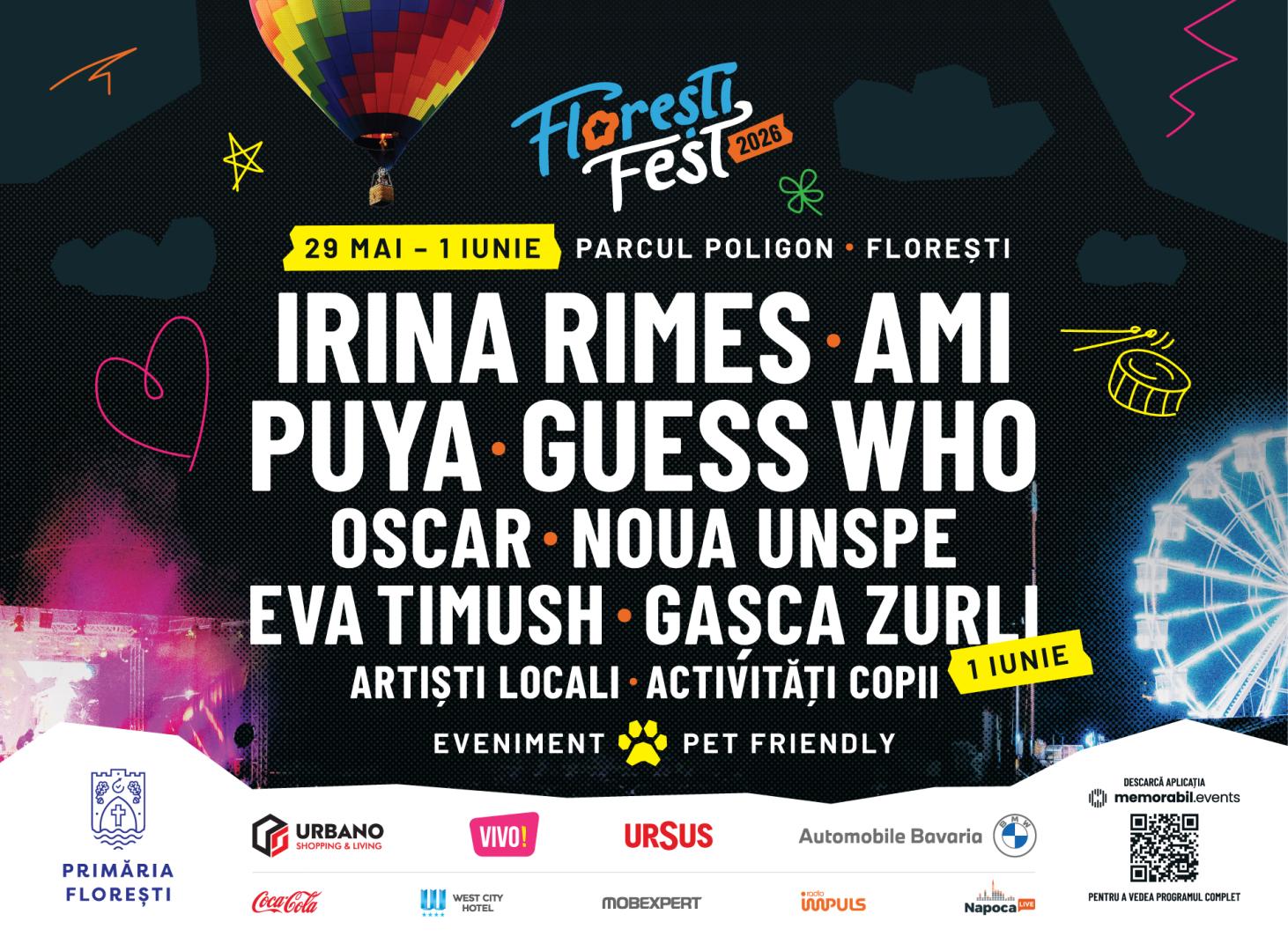 Florești Fest 2026 aduce patru zile de concerte, activități pentru familie și artiști de top ai Rom&acirc;niei