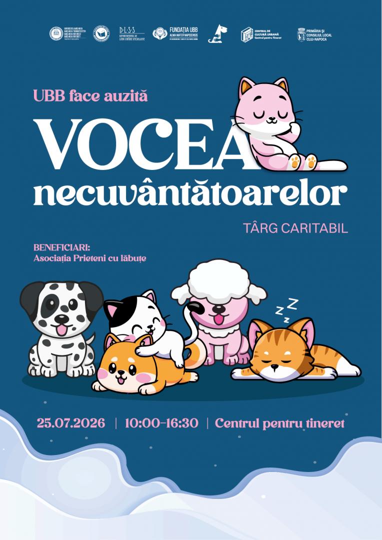Clujenii pot ajuta cățeii fără stăp&acirc;n și pot c&acirc;știga premii. UBB organizează t&acirc;rgul caritabil &bdquo;Vocea necuv&acirc;ntătoarelor&rdquo;