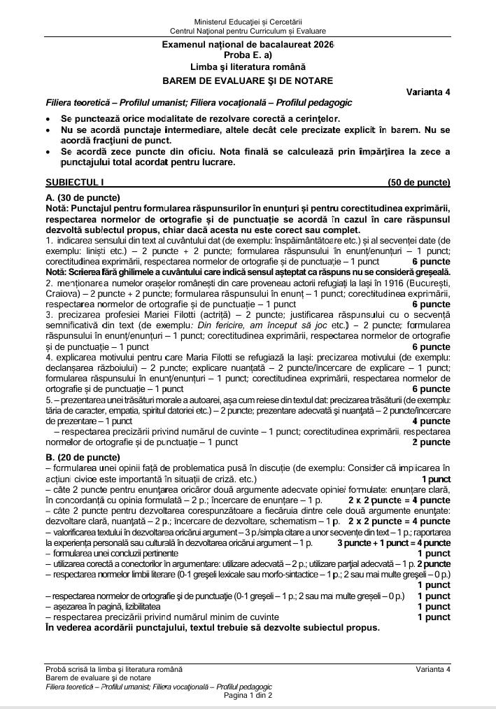 BAC-ul de toamnă 2026. Ce SUBIECTE au primit elevii la Limba și literatura rom&acirc;nă/ BAREMELE de corectare