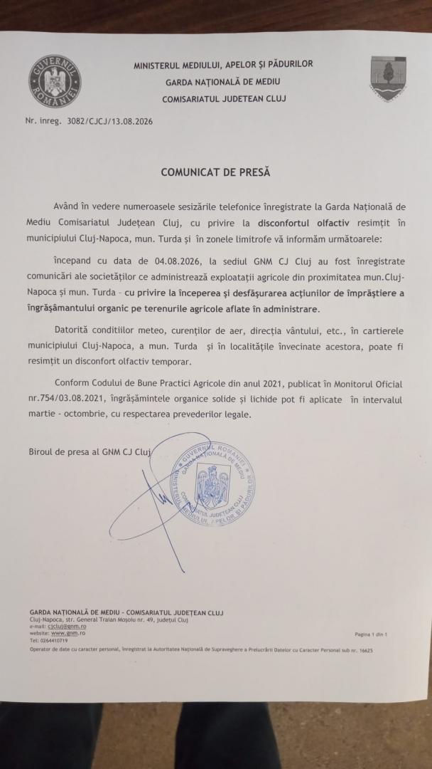 Ce spune Garda de Mediu despre mirosul pestilențial care și-a făcut iar apariția la Cluj-Napoca
