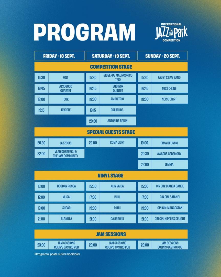 Jazz in the Park Competition anunță programul complet &icirc;n Parcul Central:  12 finaliști și concerte speciale / Noutățile din acest an
