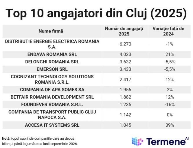 TOP 50 companii din Cluj: Schimbări &icirc;n v&acirc;rful clasamentului &icirc;ntre 2008-2025
