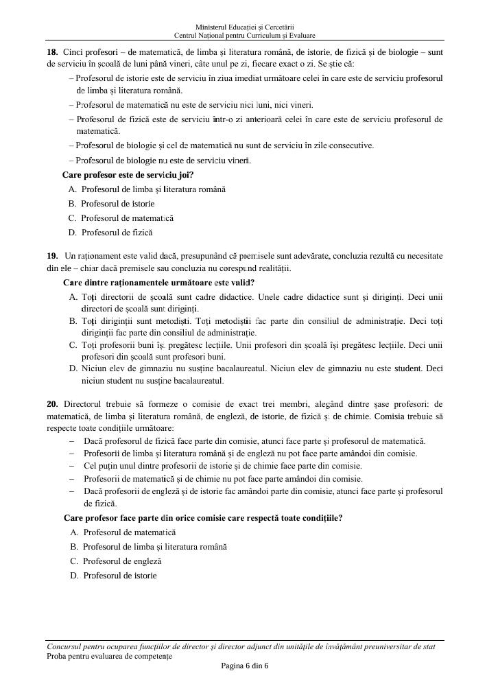 Testul-grilă primit la concursul de directori. Ce au avut de rezolvat profesorii &icirc;n 60 de minute